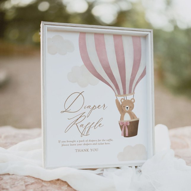 Poster Balloon de Baby shower de couche de  rose Teddy (Créateur téléchargé)