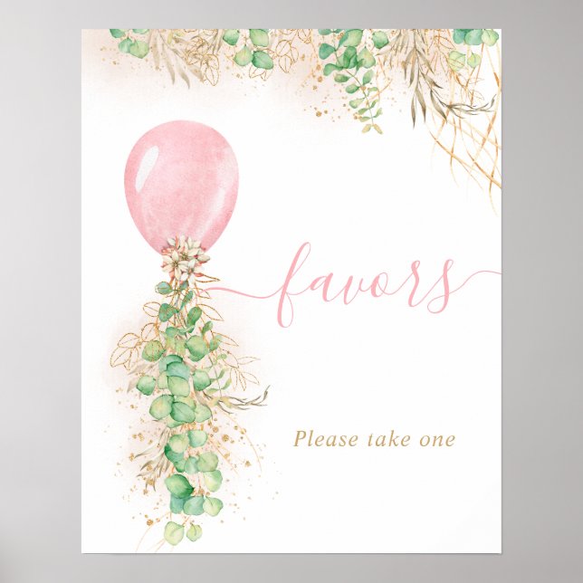 Poster Balloon rose Eucalyptus Foliage Garland Faveurs (Devant)