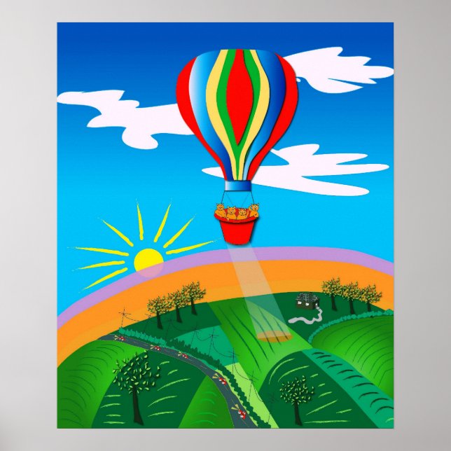 Poster Ballooning à air chaud Art folklorique (Devant)