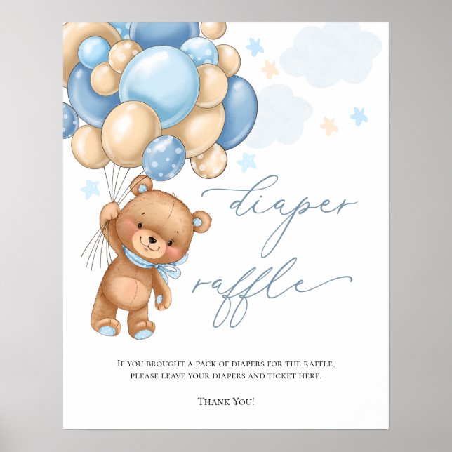 Poster Balloons Baby shower  Refus de lessive (Devant)