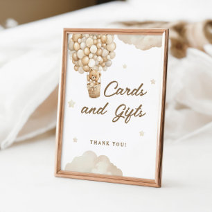 Poster Balloons Beige Cartes Ours Teddy Cadeaux