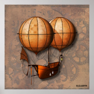 Poster Ballotte à air Retro vintage avec navire