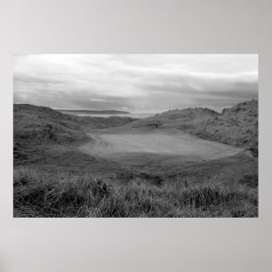 Poster Ballybunion noir et blanc lie le terrain de golf