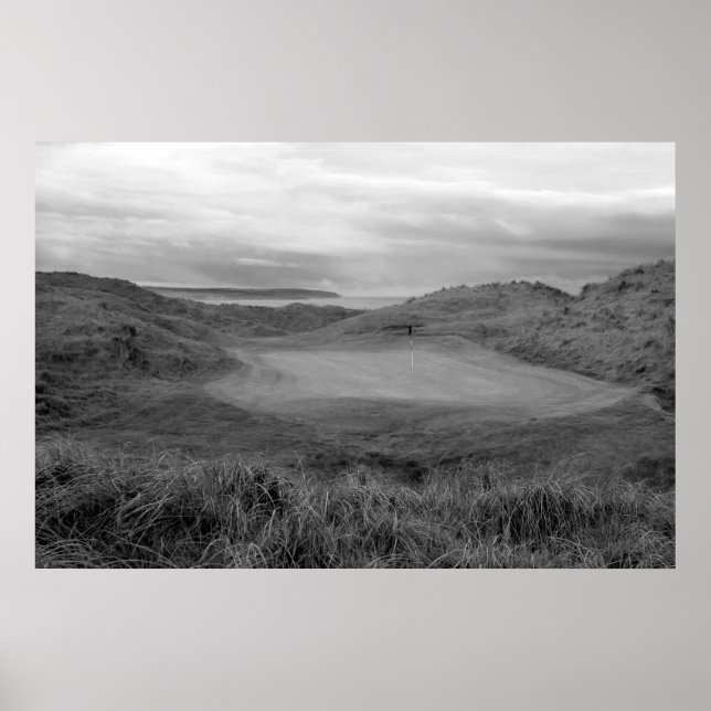 Poster Ballybunion noir et blanc liens golf (Devant)