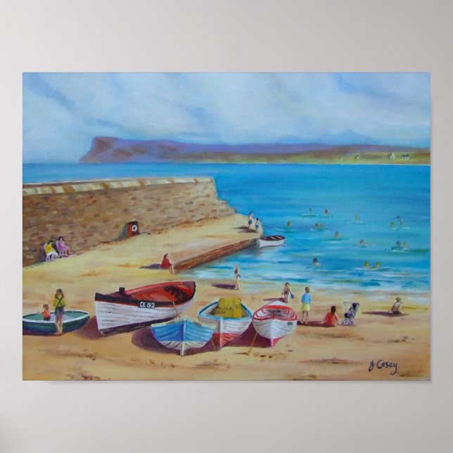 Poster Ballycastle Harbour peinture à l'huile par Joanne  (Devant)