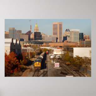 Poster Baltimore City avec train