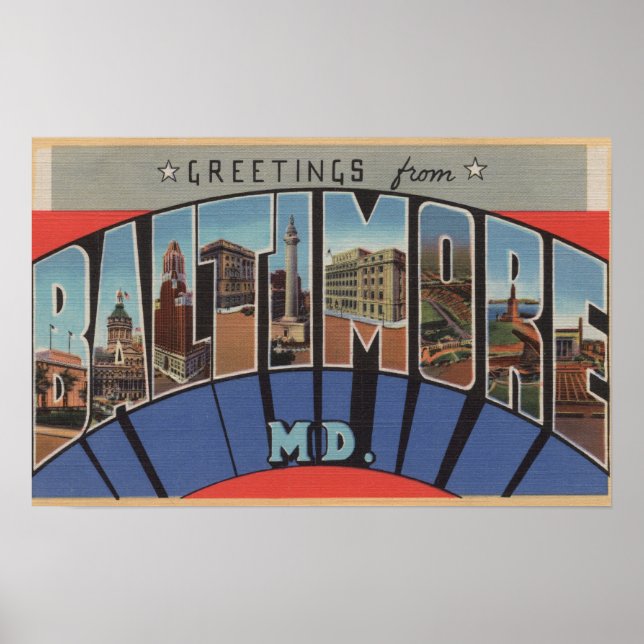Poster Baltimore, Maryland - Scènes de grandes lettres 3 (Devant)