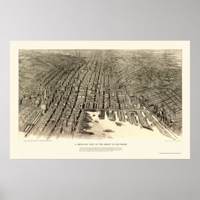 Poster Baltimore, MD Carte panoramique - 1912 (Devant)