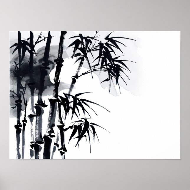 Poster Bambou japonais plante minimal. (Devant)