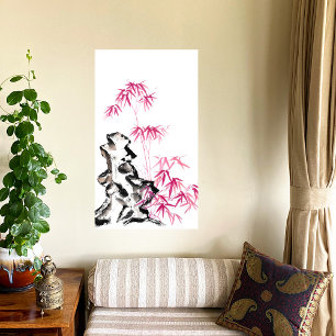 Poster Bambou - rouge