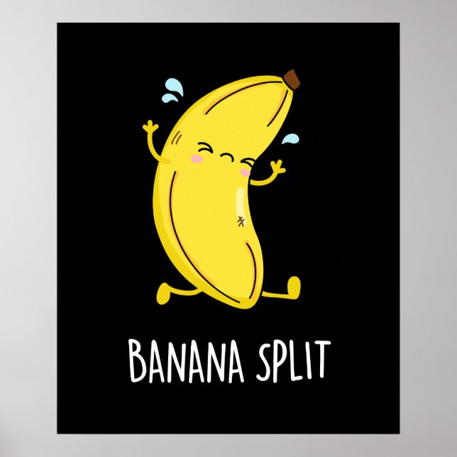 Poster Banana Split Funny Dancing Banana Pun (Dark BG) (Devant)