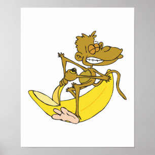 Poster banane écorceuse de singe