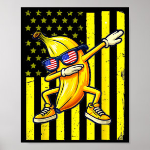 Poster Banane Graphique Drapeau Américain Rétro Faisant l