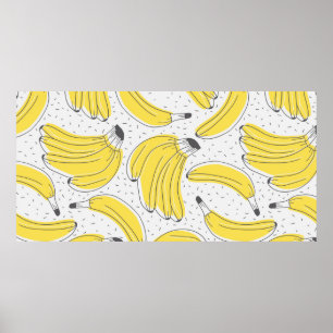 Poster Bananes fraîches dessinées à la main arrière - pla