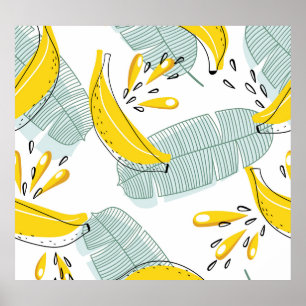 Poster Bananes juteuses Motif Vintage