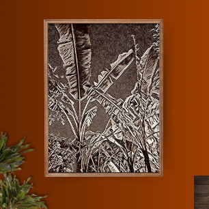 Poster Bananiers tropicaux Noir et Blanc Imprimer