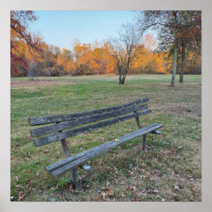 Poster Banc de parc à l'affiche d'automne