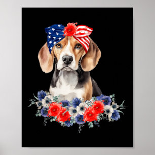 Poster Bandana drapeau américain pour chien Beagle 4 juil