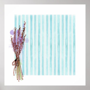Poster Bande bleu lavande plante florale