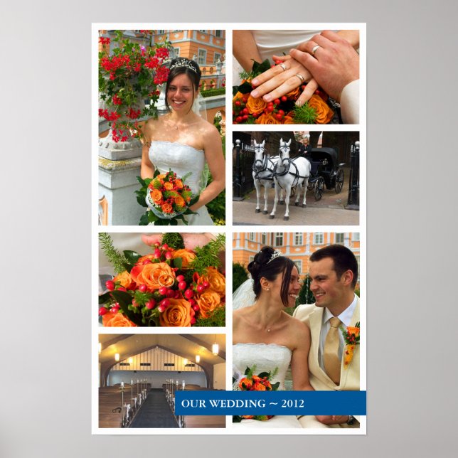 Poster Bande bleue 6 photo collage photos souvenirs garde (Devant)