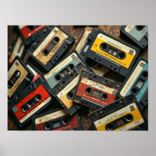 Poster Bande Cassette Vintage 80s Audio Rétro Nostalgie