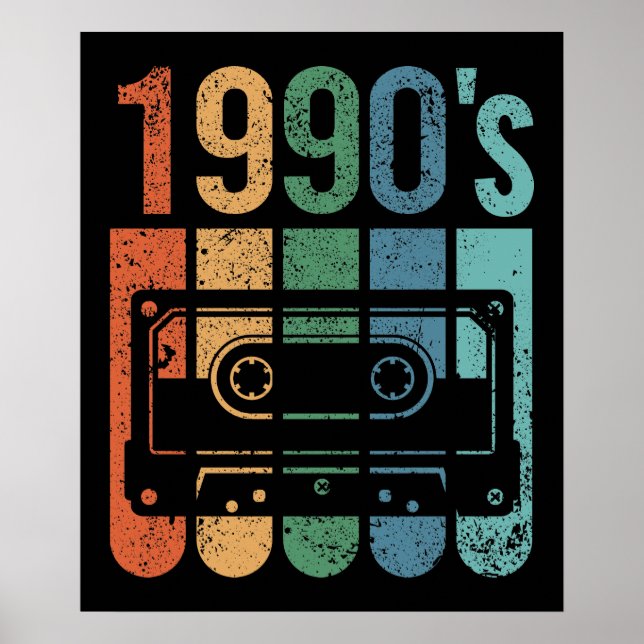 Poster Bande de cassette des années 1990 (Effet Grunge) (Devant)