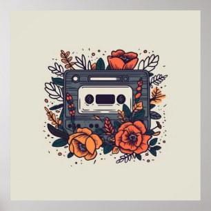 Poster Bande de cassette florale