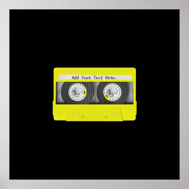 Poster Bande de cassette personnalisable en néon jaune (Devant)