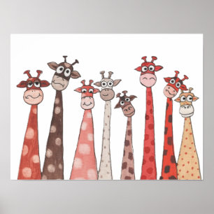 Poster Bande de girafes