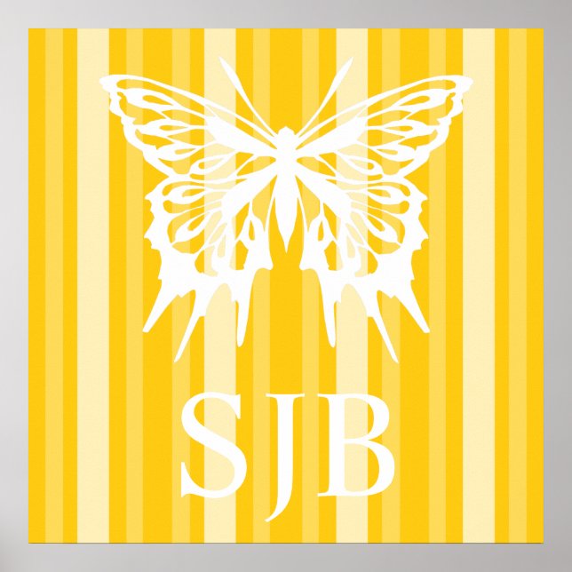 Poster Bande de la Dame victorienne moutarde avec papillo (Devant)