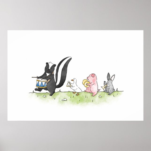 Poster Bande de Marching pour animaux Whimsical (Devant)