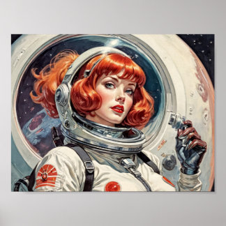 Poster Bande dessinée de rétrofuturisme des années 1950 -