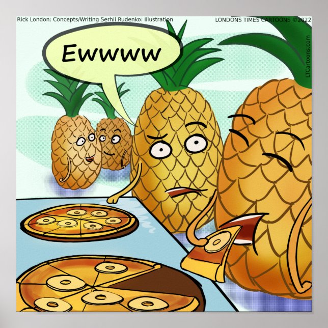 Poster Bande dessinée drôle de pizza à l'ananas LTCartoon (Devant)