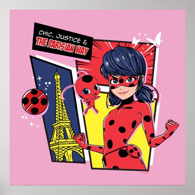 Poster Bande dessinée Miraculaire Ladybug Parisienne (Devant)