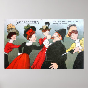 Poster Bande dessinée politique de suffragettes