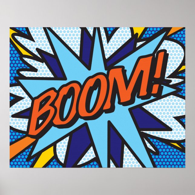 Poster Bande dessinée Pop Art BOOM Super-héros (Devant)