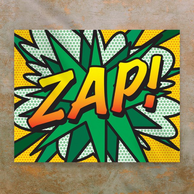 Poster Bande dessinée Pop Art ZAP Super-héros (Comic Book Pop Art ZAP Superhero Poster)