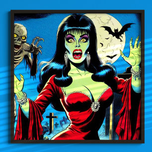 Poster Bande dessinée Rétro Vampire Femme