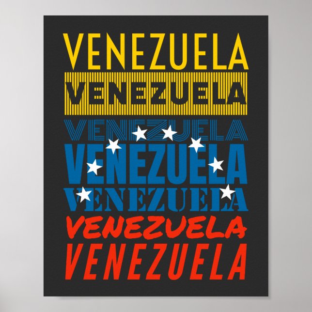 Poster Bandera de Venezuela hecha de la palabra Venezuela (Devant)