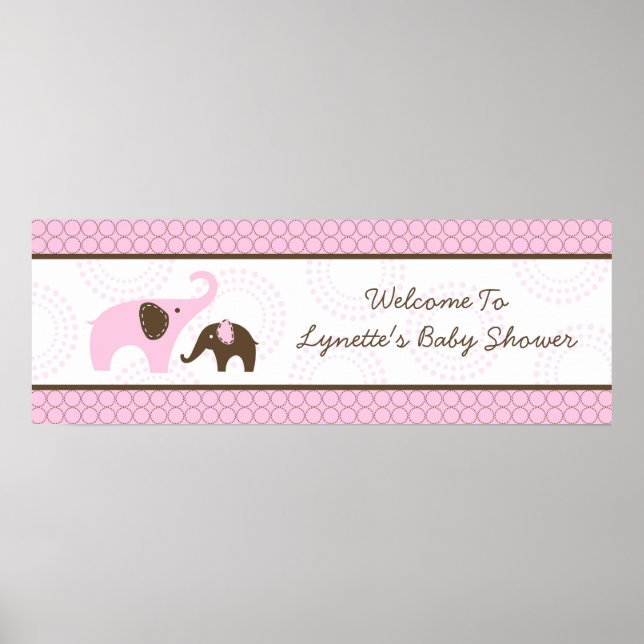 Poster Banderole de Baby Shower Rose Point de Broderie (Devant)
