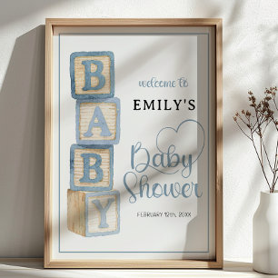 Poster Banderole de Bienvenue Fête de Naissance Blocs Béb