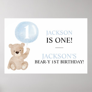 Poster Banderole de premier anniversaire de nounours