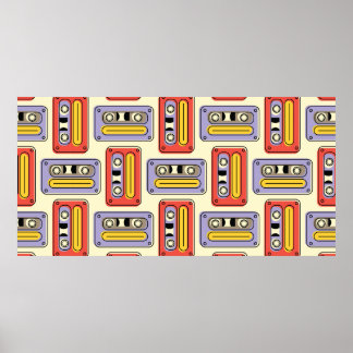 Poster Bandes cassette motif sans couture rétro. Dés