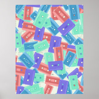 Poster Bandes-cassettes Pastel - 90s Musique esthétique