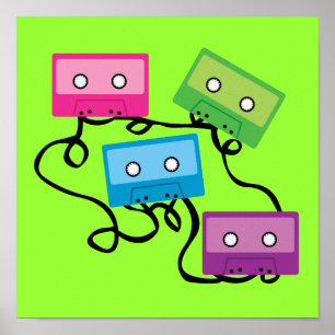 Poster Bandes de cassettes colorées