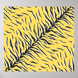 Poster Bandes de tigre jaune-noir : motif vintage.