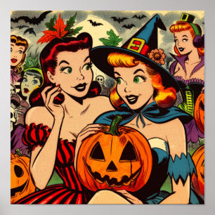 Poster Bandes dessinées vintage Halloween Filles