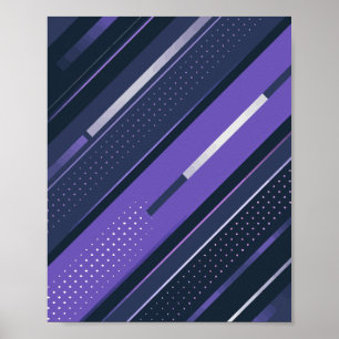 Poster Bandes diagonales fines avec pourpre et pointillé