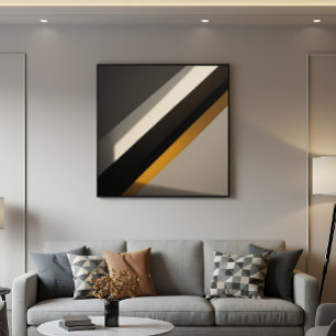 Poster Bandes diagonales géométriques dorées abstraites