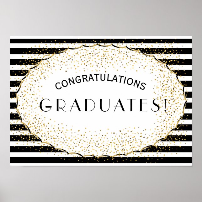 Poster Bandes noires et blanches Félicitations (Devant)